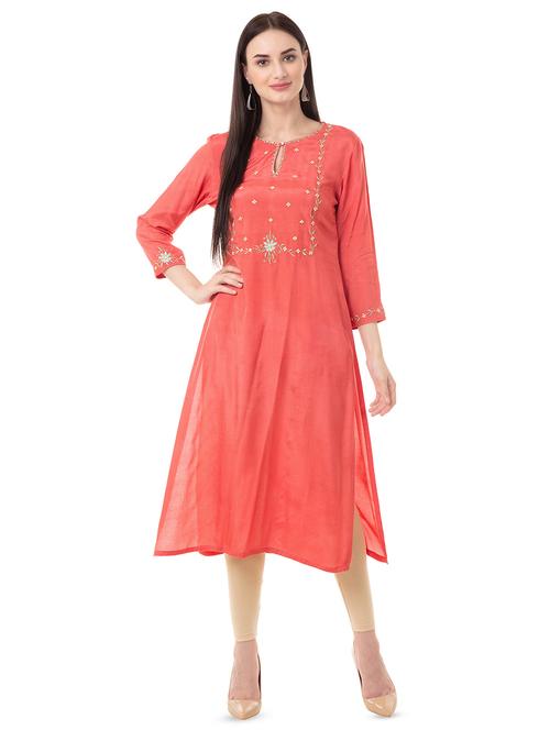 embroidered straight kurta - 16471210 - Standard Image - 1
