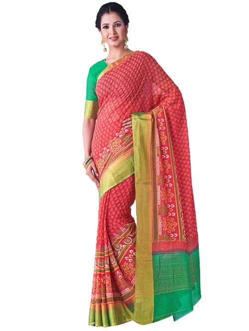 contrast banarasi saree with blouse - 16471461 - Very Small Image - 1