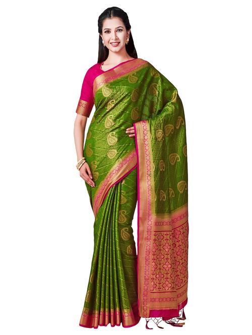 bordered kanjivaram saree with blouse - 16471531 - Standard Image - 1