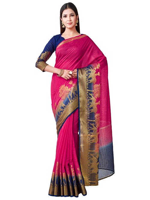 bordered kanjivaram saree with blouse - 16471564 - Very Small Image - 1