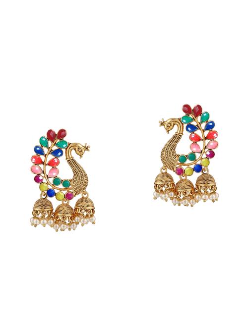 multi colored metal jhumka earring - 16472347 - Standard Image - 1