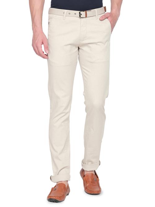 beige solid chinos - 16472367 - Standard Image - 1