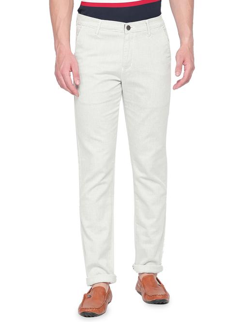 white printed chinos - 16472383 - Standard Image - 1