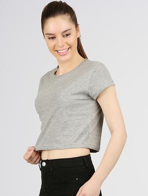 round neck solid crop tee - 16472569 - Standard Image - 2