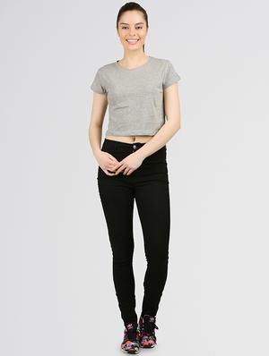 round neck solid crop tee - 16472569 - Standard Image - 4