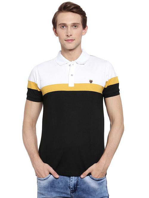 black color block polo t-shirt - 16472667 - Standard Image - 1