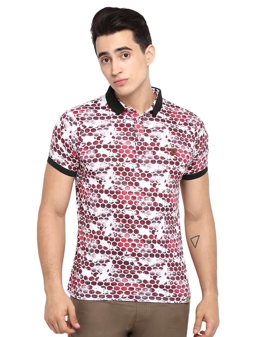 red printed collared t-shirt - 16472698 - Zoom Image - 1