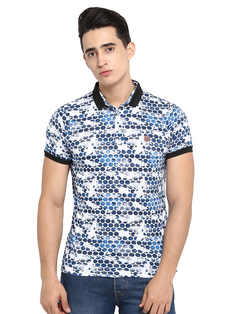 blue printed collared t-shirt - 16472699 - Zoom Image - 1