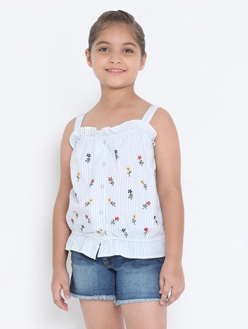 frill trim floral embroidered top - 16472928 - Standard Image - 1