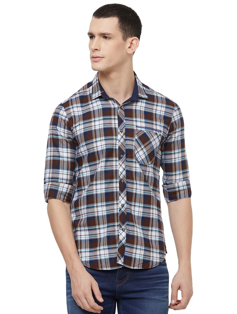brown checkered casual shirt - 16473357 - Zoom Image - 1
