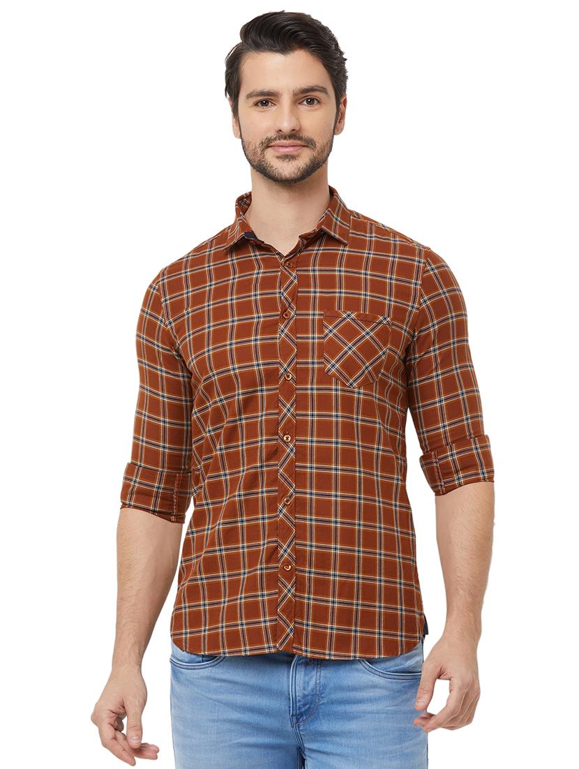 brown checkered casual shirt - 16473363 - Zoom Image - 1