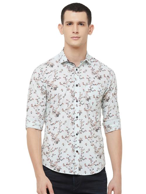green floral print casual shirt - 16473404 - Standard Image - 1