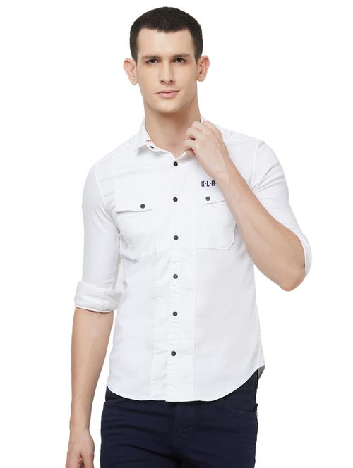 white solid casual shirt - 16473577 - Standard Image - 1