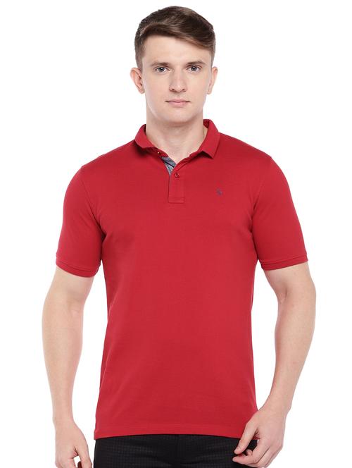 red solid collared t-shirt - 16473643 - Standard Image - 1