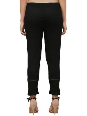 pleated hem lace insert trouser - 16473831 - Standard Image - 3