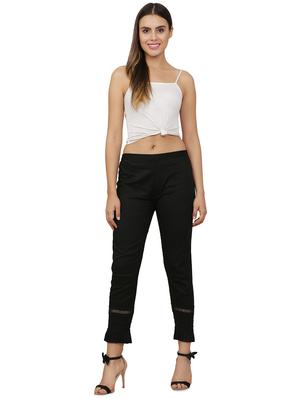 pleated hem lace insert trouser - 16473831 - Standard Image - 4