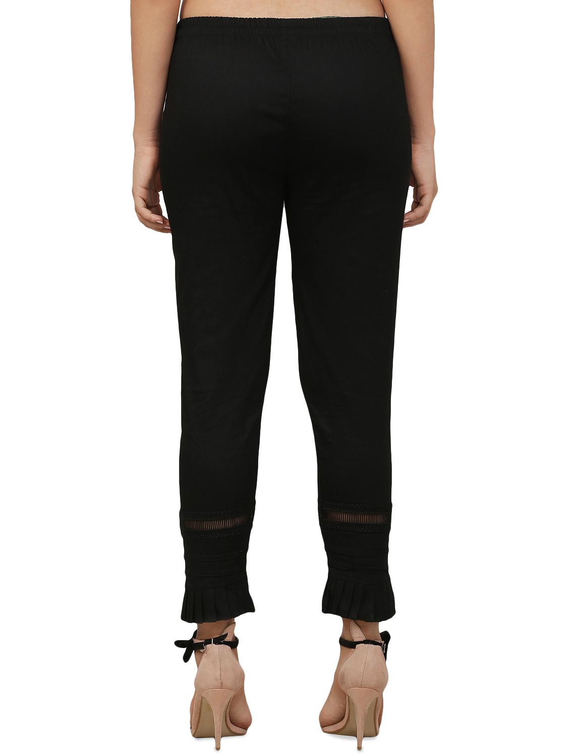 pleated hem lace insert trouser - 16473831 - Zoom Image - 3