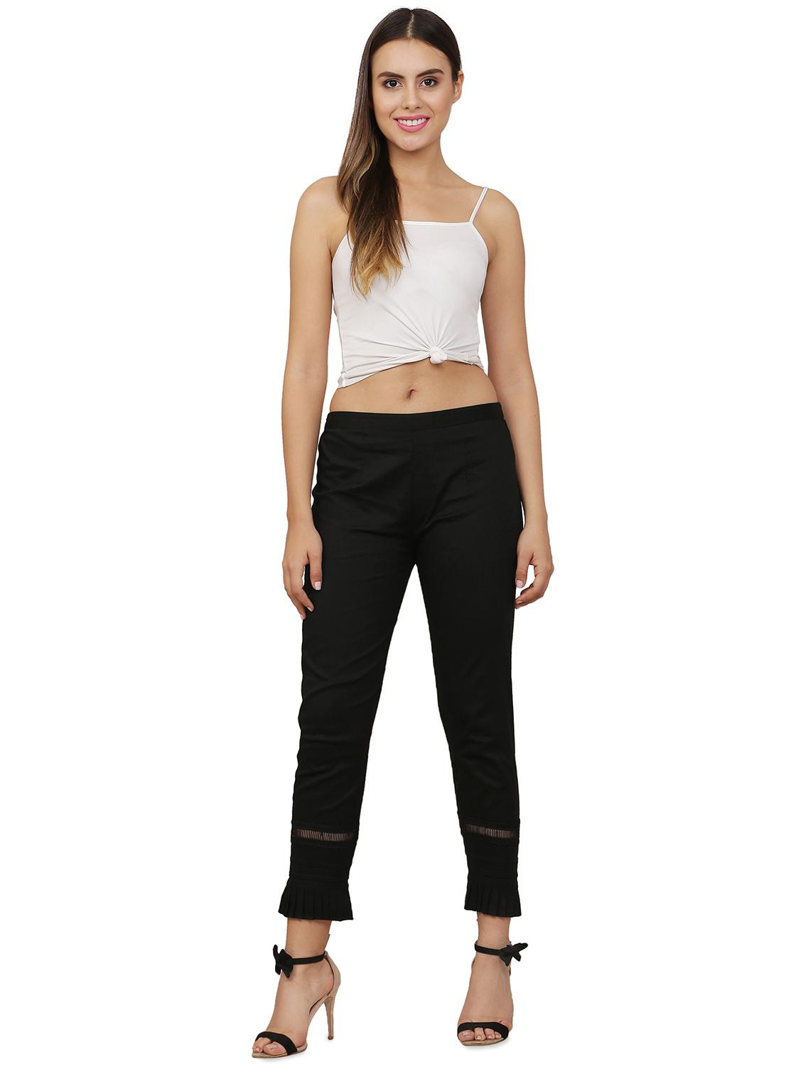 pleated hem lace insert trouser - 16473831 - Zoom Image - 4