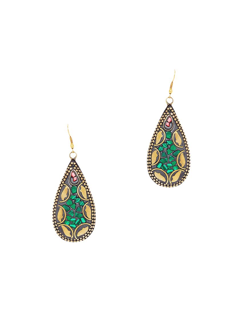green metal drop earring - 16474339 - Zoom Image - 1