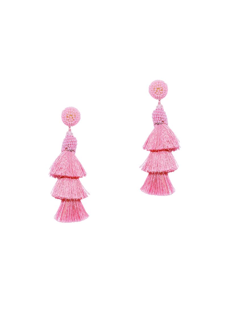 pink cotton drop earring - 16474340 - Zoom Image - 1