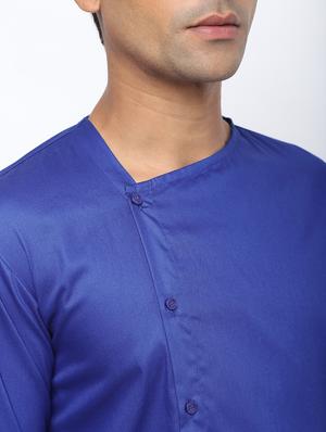 blue solid asymmetric long kurta - 16475098 - Standard Image - 5