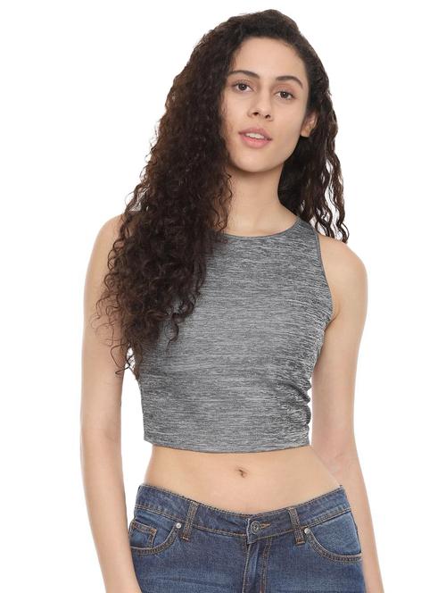 round neck melange crop top - 16475801 - Very Small Image - 1