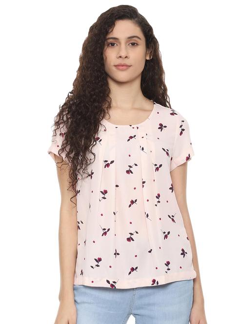 pleated neck floral top - 16475808 - Very Small Image - 1