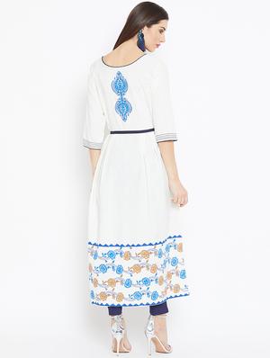 block printed a-line kurta - 16475860 - Standard Image - 3
