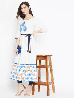 block printed a-line kurta - 16475860 - Standard Image - 4