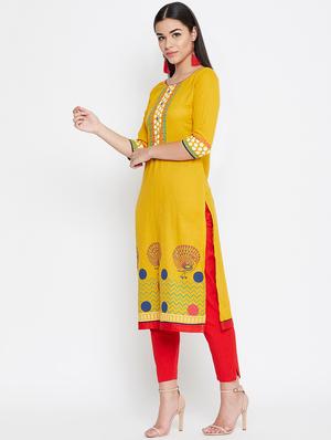 block printed straight kurta - 16475864 - Standard Image - 2