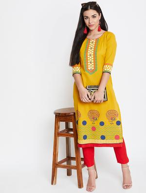 block printed straight kurta - 16475864 - Standard Image - 4