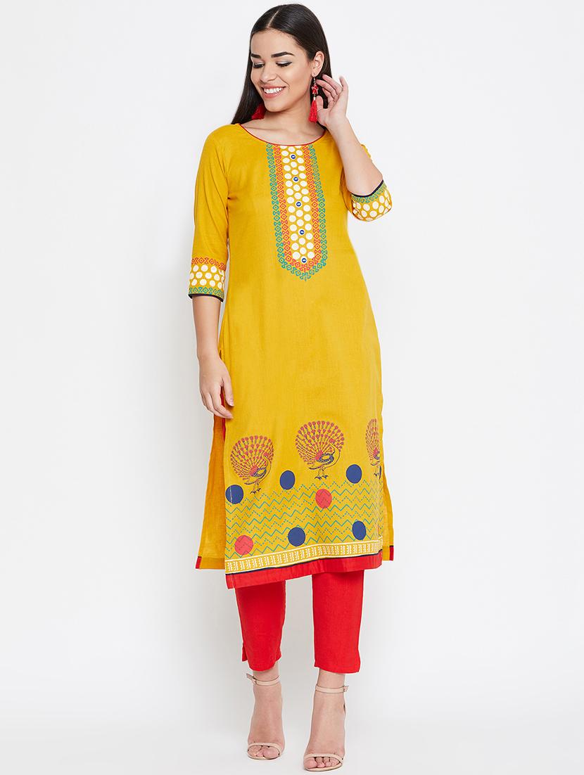 block printed straight kurta - 16475864 - Zoom Image - 1