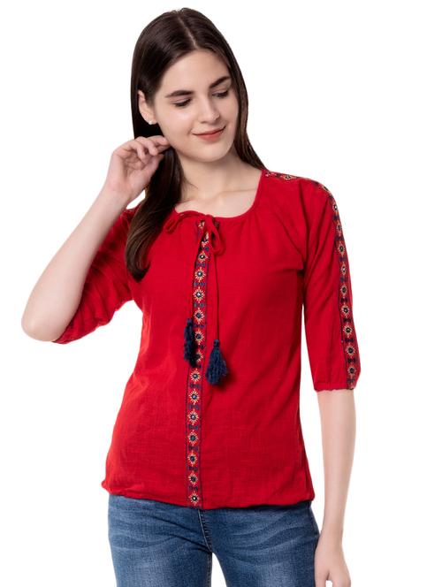 tie up neck lace detail top - 16475905 - Standard Image - 1
