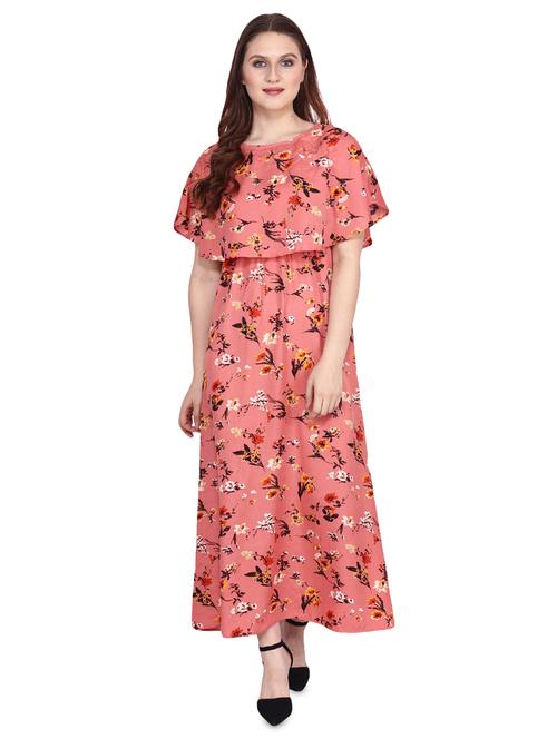 cape sleeved floral maxi dressv - 16477363 - Standard Image - 1