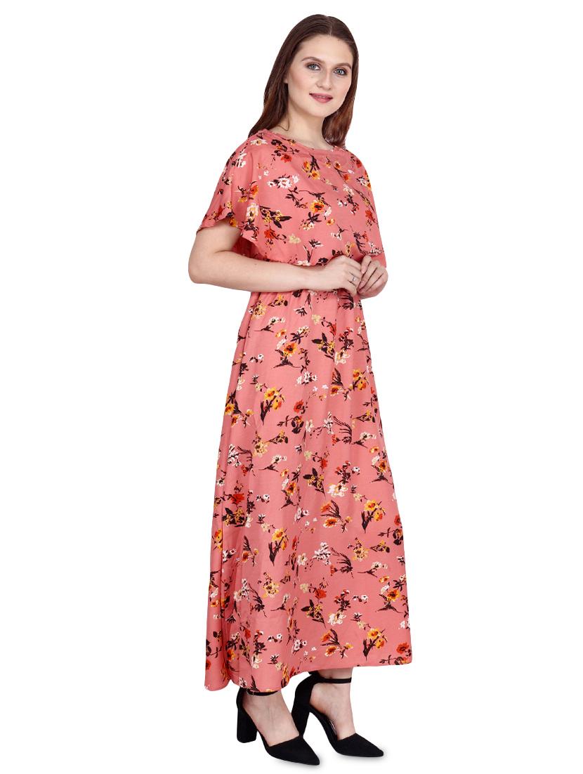 cape sleeved floral maxi dressv - 16477363 - Zoom Image - 2