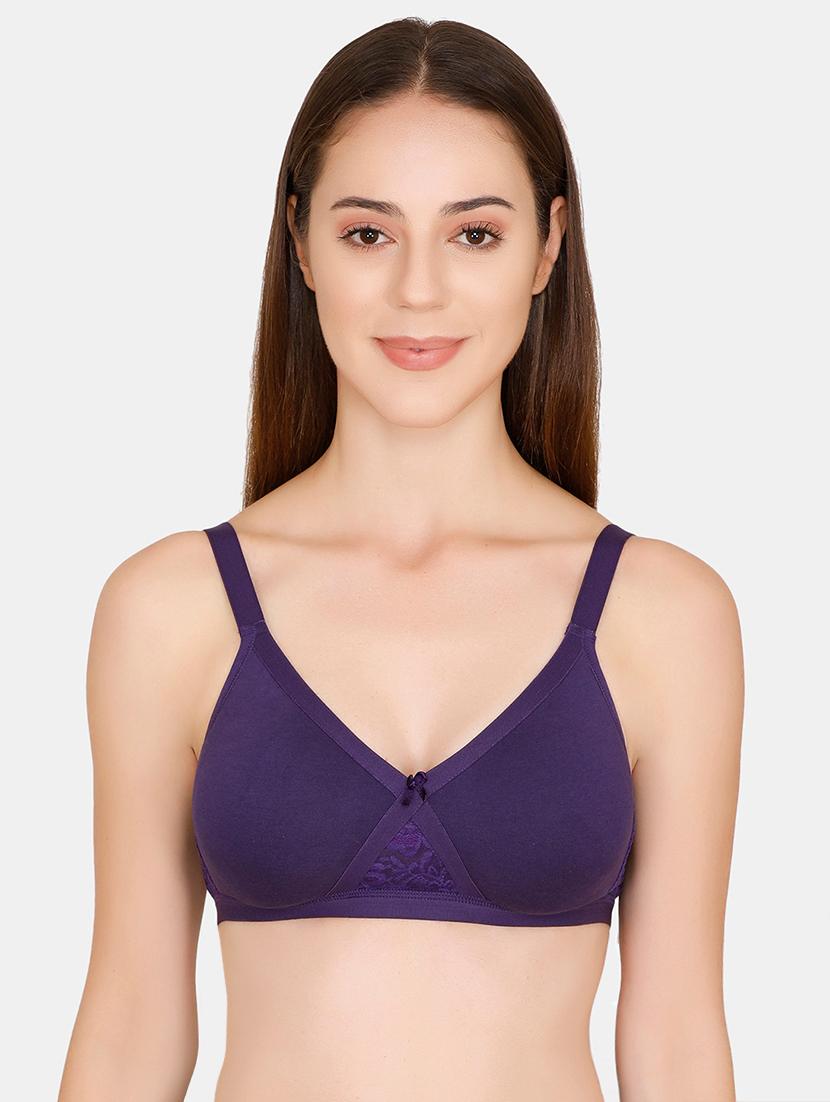 bow patch lace inserted bra - 16477568 - Zoom Image - 1