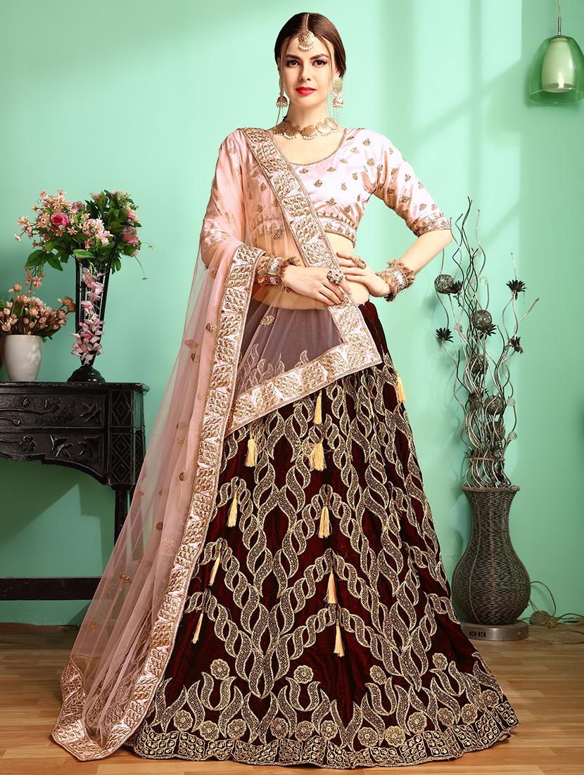 embroidered a-line lehenga - 16479027 - Zoom Image - 1