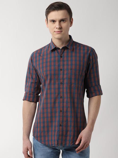 navy blue checkered casual shirt - 16479121 - Standard Image - 1