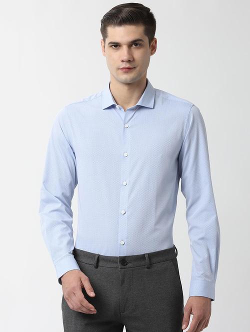 blue self design formal shirt - 16479175 - Standard Image - 1
