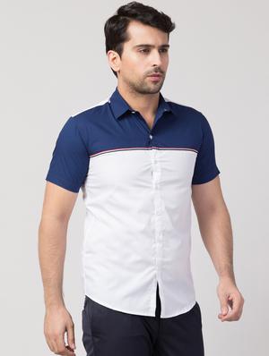 white color block casual shirt - 16479394 - Standard Image - 2