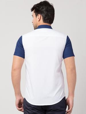 white color block casual shirt - 16479394 - Standard Image - 3