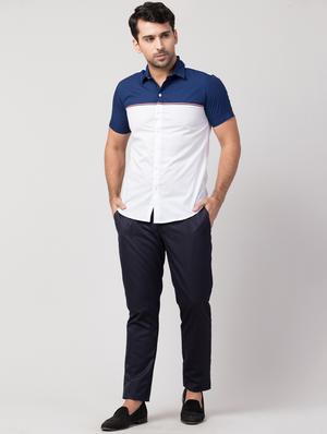 white color block casual shirt - 16479394 - Standard Image - 4