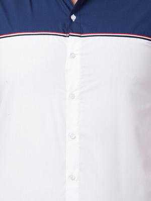 white color block casual shirt - 16479394 - Standard Image - 5