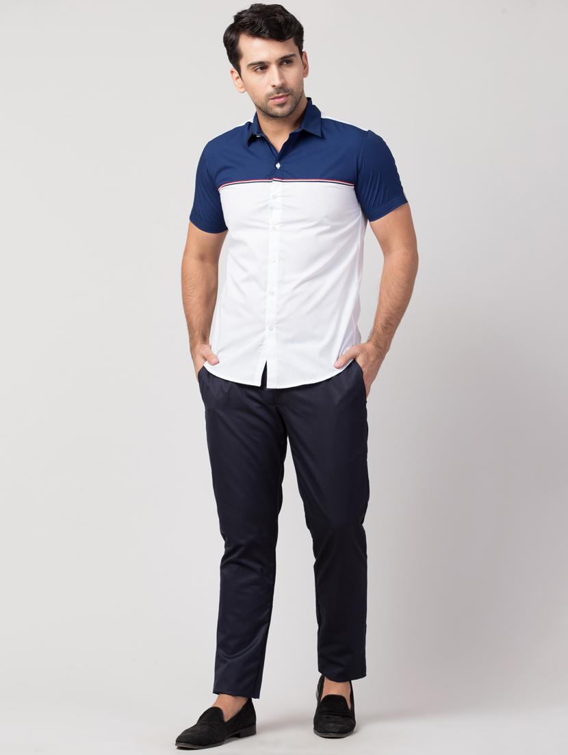 white color block casual shirt - 16479394 - Zoom Image - 4
