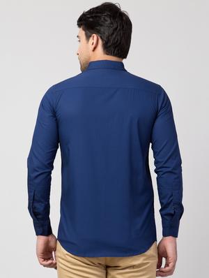 navy blue vertical striped casual shirt - 16479405 - Standard Image - 3