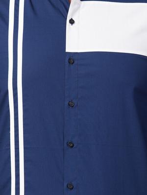 navy blue vertical striped casual shirt - 16479405 - Standard Image - 5