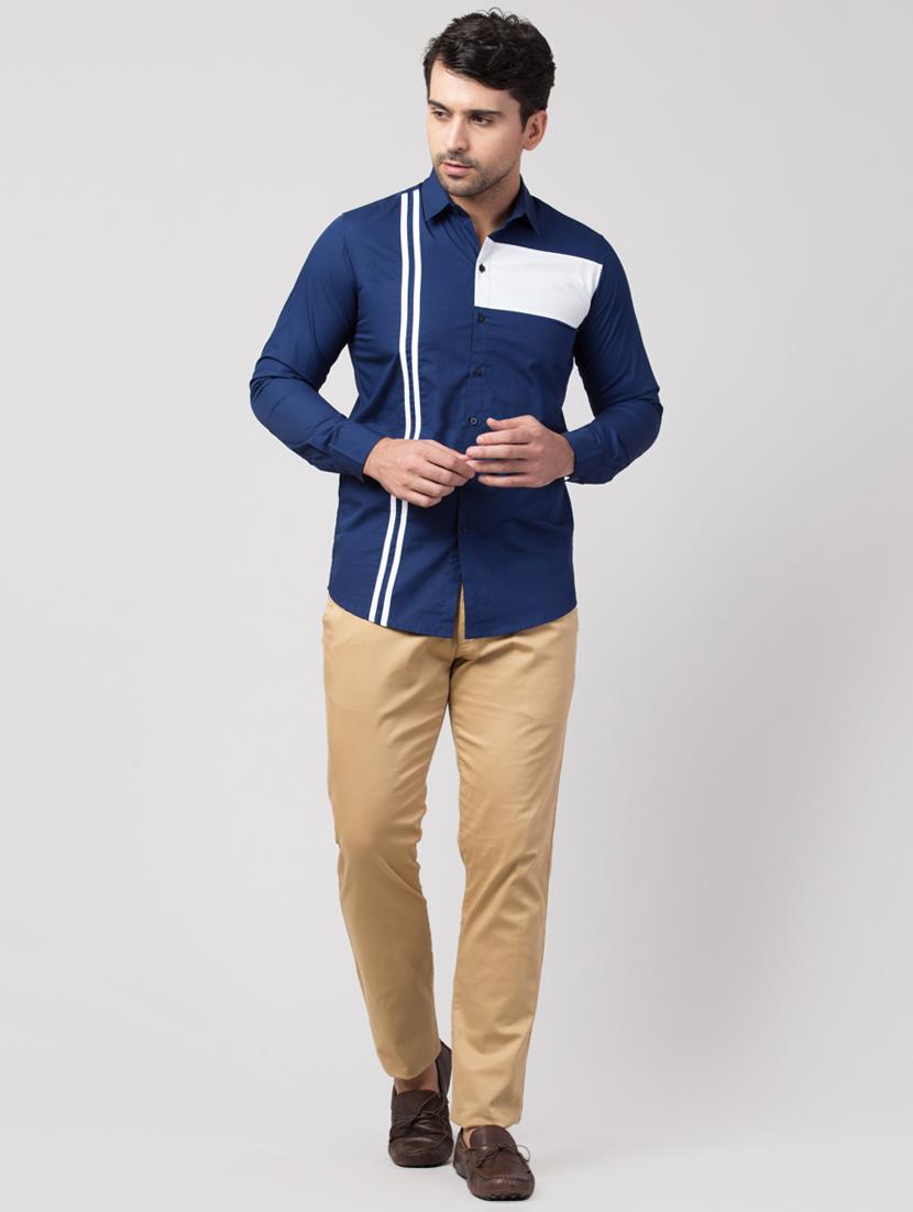 navy blue vertical striped casual shirt - 16479405 - Zoom Image - 4
