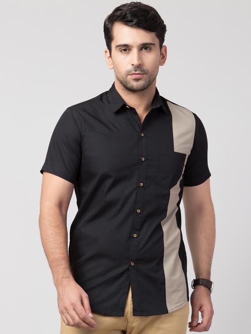 black vertical striped casual shirt - 16479407 - Standard Image - 1