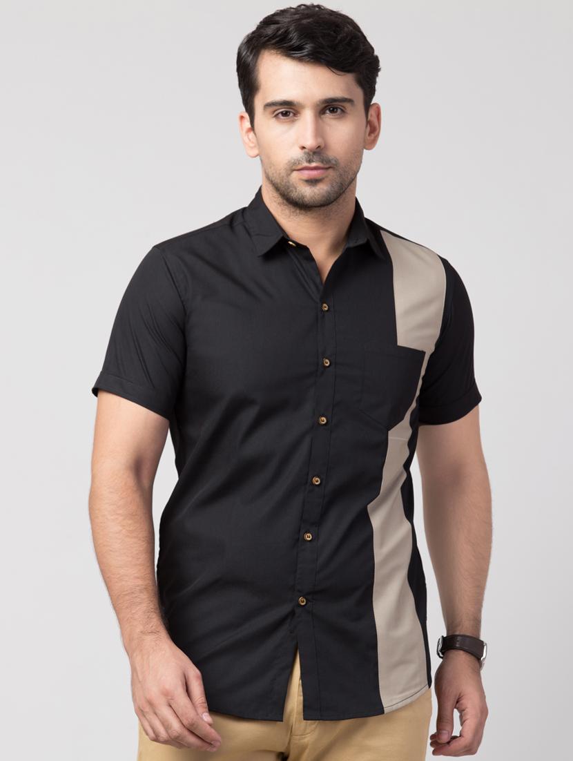 black vertical striped casual shirt - 16479407 - Zoom Image - 1
