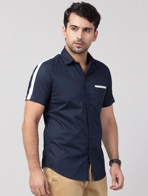 navy blue striped casual shirt - 16479416 - Standard Image - 2
